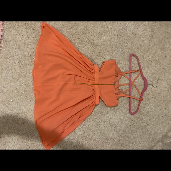 Peach colored Cut Out Mini Dress - Picture 2 of 5